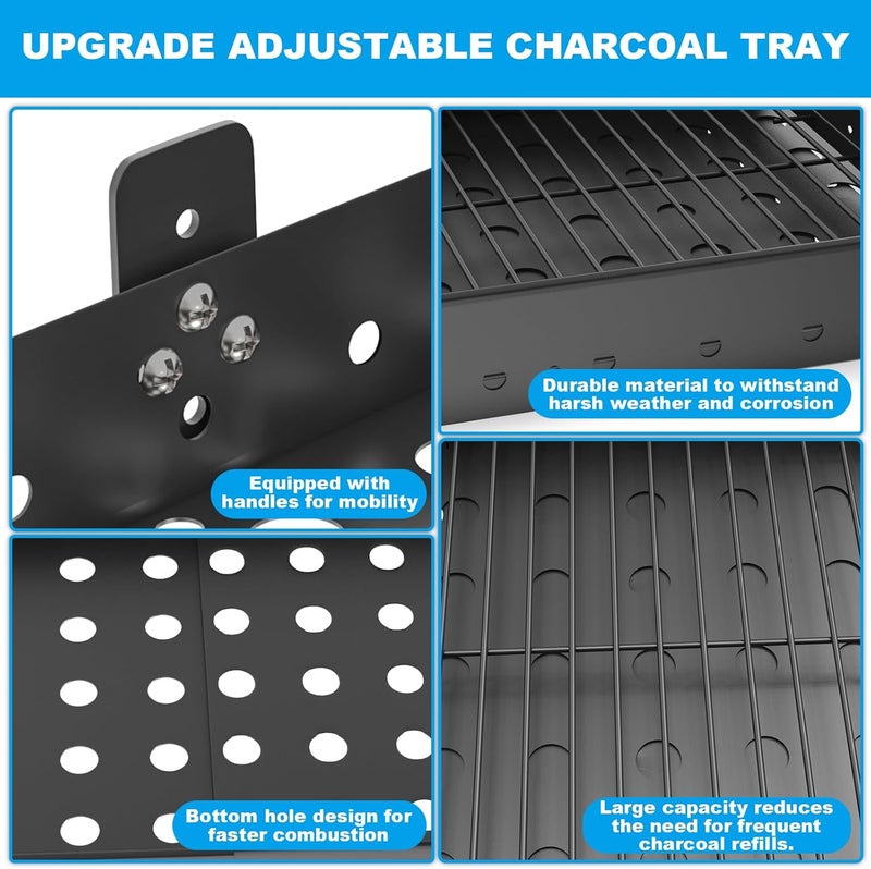 LS'BABQ Stretchable 15-28 Inches Charcoal Tray Replacement Parts for Pit Boss Memphis I, Expert 24, Chargriller PS9900 2190, 6500, 6800, 8500 Grill Basket Pan for Smoke Hollow 47183T-21 - Image 5